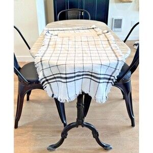 French Dining Table Black & White Farmhouse Style Table Runner, 16 X 80 Inches